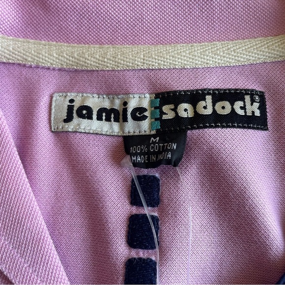 Jamie Sadock NWT Shirt Short Sleeve Purple Cream Medium - Picture 5 of 9